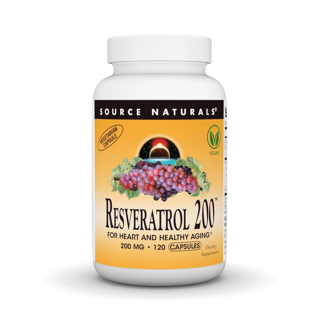 Quelle Naturals Resveratrol 200 mg für Herz und gesundes Altern - 120 vegetarische Kapseln