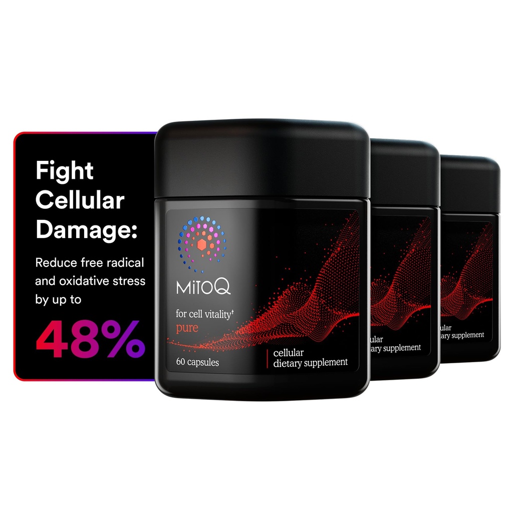 MitoQ Pure Advanced Mitochondria Supplement Superior Biodisponibilité to CoQ10. Réduit les dommages radicaux gratuits pour le vieillissement en santé, le métabolisme, la santé cardiaque, l'énergie, la force et la mobilité