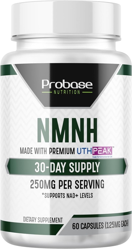 Uthpeak NMNH NAD Supplement 250mg - Recommended Dose for Healthy Aging, a Memory Focus Supplement for Cognitive Function Support (60 Capsules) - Alternative to NR, NAD, Quercetin and Fisetin