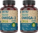 DEVA Vegan Omega-3 DHA Supplement - Einmal täglich Softgels 200 MG - Carrageenan Free - Gelatin Free - Non-Fish - Algae Oil Omega-3 Fettsäuren - 90 Softgels (Pack von 2)