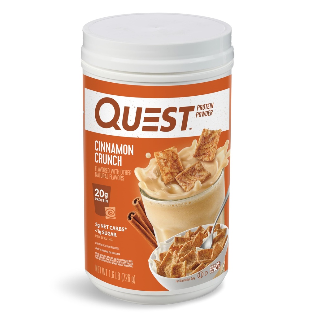 Quest Nutrition Cinnamon Crunch Protein Powder, 20g Protein, 2g Net Carb, 1g Zucker, Low Carb, Glutenfrei, 1.6 Pfund, 24 Portionen