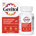Geritol, supplément multivitamines, contient des vitamines B-vitamines, antioxydants, vitamines C, E & D et fer, 26 vitamines et minéraux essentiels, sans gluten, sans OGM, sans édulcorants artificiels, 100 comprimés