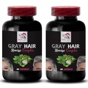 enrichissement des cheveux - GRAY HAIR REVERSE - Revivifiant des cheveux, Couleur boost, Cheveux radiants, Renouveau de l'ombre des cheveux, Transformation des cheveux, Cheveux brillants, Aspect jeune, Riche couleur des cheveux 2 Bouteilles 120 Capsules