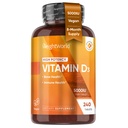 PoidsWorld Vitamine D3 5000 UI - provenant de lichen sauvage récolté - supplément de vitamine D de Cholecalciferol biodisponible - 240 comprimés de vitamine D3 - sans gluten et sans allergène