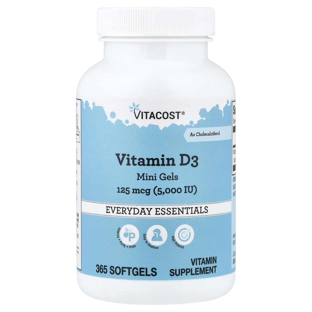 Vitacost Vitamine D3 (comme Cholecalciferol) - 5000 Iu - 365 Softgel Mini Gels