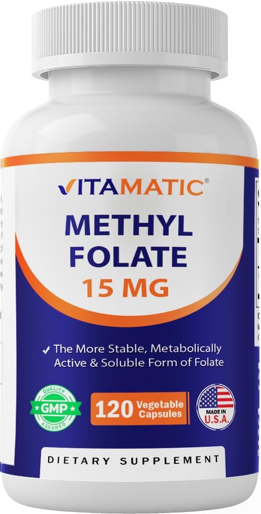 Folate de méthyle vitamatique 15mg – 120 Capsules végétales Optimisé et activé à haute puissance – Folate métaboliquement actif