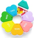 Organisateur hebdomadaire de pilules, Pill Box 7 Day, OAAO Compartiments de grande capacité Conteneurs de pilules Flower Portable Box Case pour pilules Vitamine Fish Oil Medicine Suppléments Organisateur