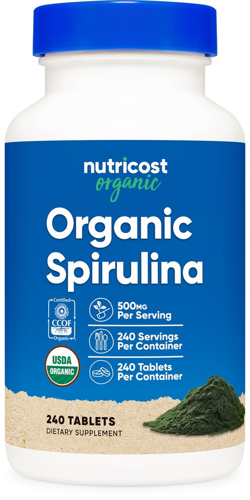 Nutricost Spiruline biologique 500mg, 240 comprimés - sans gluten, non-OGM