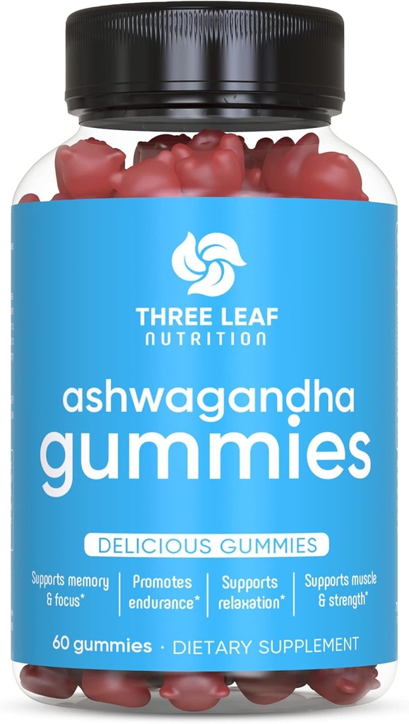 Ashwagandha Gummies für Männer und Frauen - Ashwagandha Ergänzungen unterstützt Fokus, Gedächtnis, Beruhigung & Energie - Ashwagandha Extract Gummy - 60 Gummis