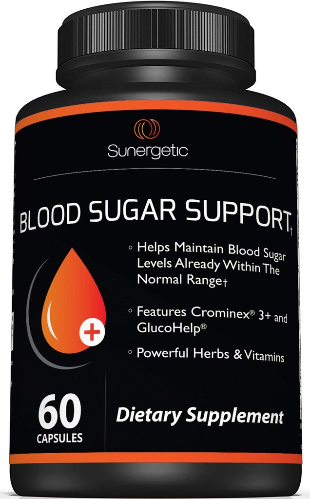 Premium-Blutzucker-Support-Ergänzung – Unterstützt gesunde Blutzucker-Level bereits innerhalb normaler Reichweite – Enthält Bitterer Melon-Extrakt, Vanadium, Chrom, Cinnamon, & Alpha Lipoic Acid-60 Kapseln