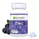 EZ Melts Zink - Ergänzung für Immun-, Verdauungs- und Hautgesundheitsunterstützung - Non-GMO, Vegan & Gluten-Free - Blueberry Blast - 60 Dissolvable Tablets (60 Servietten)