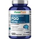 NusaPure PQ Supplement 40 mg, 120 Veggie Kapseln, Non-GMO, Pyrrolochinolin Quinone Dinatriumsalz, Bioperine