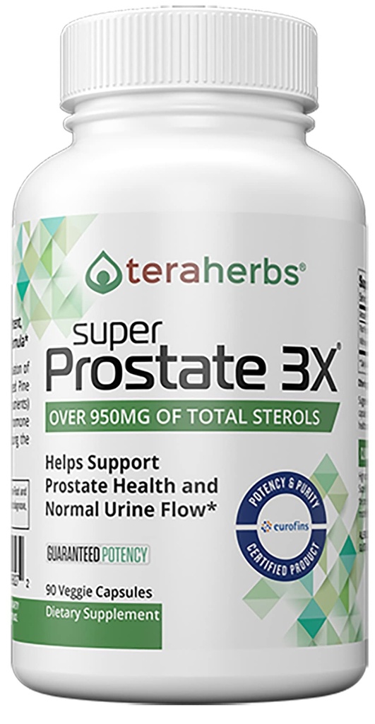 teraherbs Super Prostate 3X - Blasenkontrolle, & Unterstützung für vergrößerte Prostata & häufige Urination - Prostata-Ergänzungen für Herren - 90 Kapseln
