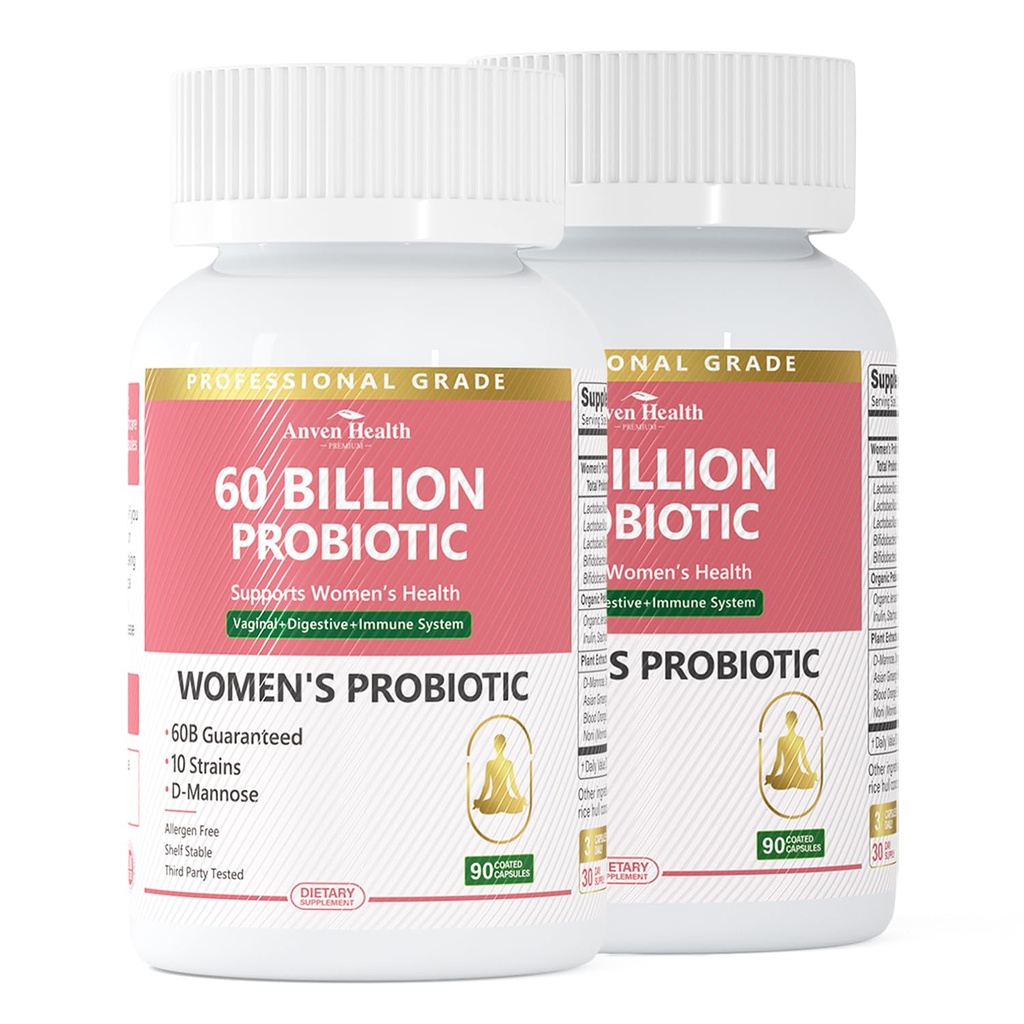 Probiotiques et prébiotiques pour les femmes pH Balance & Digestion - 60 Million de probiotique vaginal avec canneberge et D-mannose pour Gut, Urinaire, Santé immunitaire, Végétalien & Non-GMO