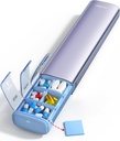 Vaydeer 7 Tage Wöchentliche Pille Organizer (Support 2 mal pro Tag), Metall Reise Pille Fall, große Kapazität Täglich süße Pille Box für Ergänzungen, Pillen, Vitamine und Medikamente (Purple), 8.3*2.1*1.2 Zoll
