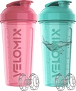 VELOMIX -2 Pack- 28 oz Protein Shaker Flaschen für Proteinmischungen - 2x Wire Whisk | Leak Proof Shaker Cups für Protein Shakes | Protein Shaker Bottle Pack (Pink/Turquise)