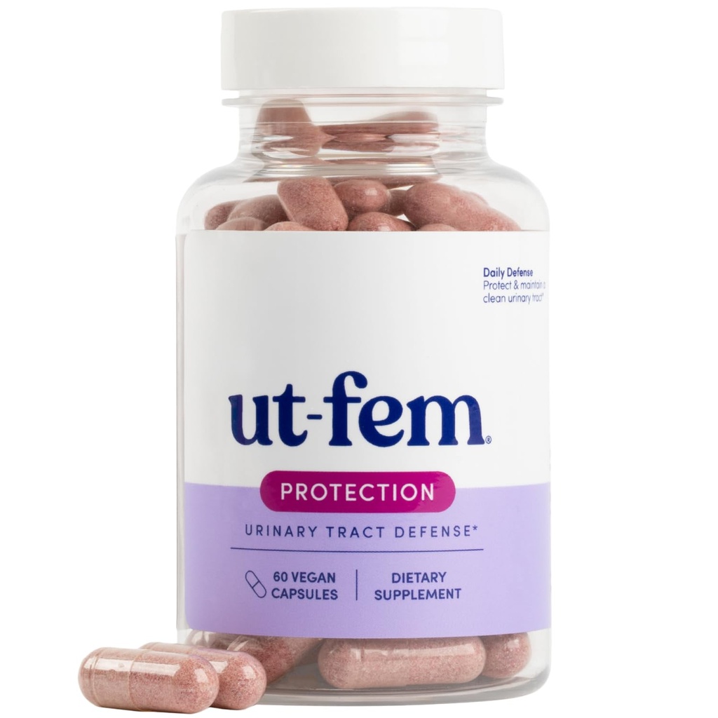 Protection UT-Fem - Défense du piège urinaire pour les femmes, 3-en-1 Formule quotidienne de défense pour protéger la santé du piège urinaire, D-Mannose, Cranberry + Hibiscus, Supplément naturel - 60 Capsules Vegan