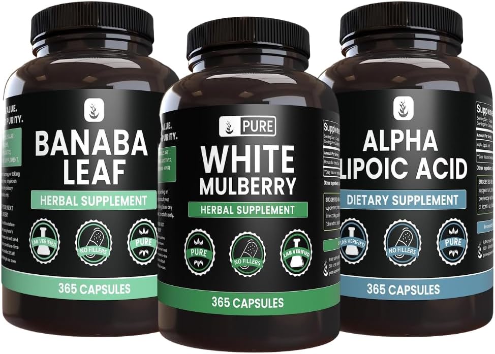 PURE ORIGINAL INGREDIENTS White Mulberry, Alpha Lipoic Acid, Banaba Capsule Bundle (365 Kapseln), Pure & Undiluted, Lab Verifiziert