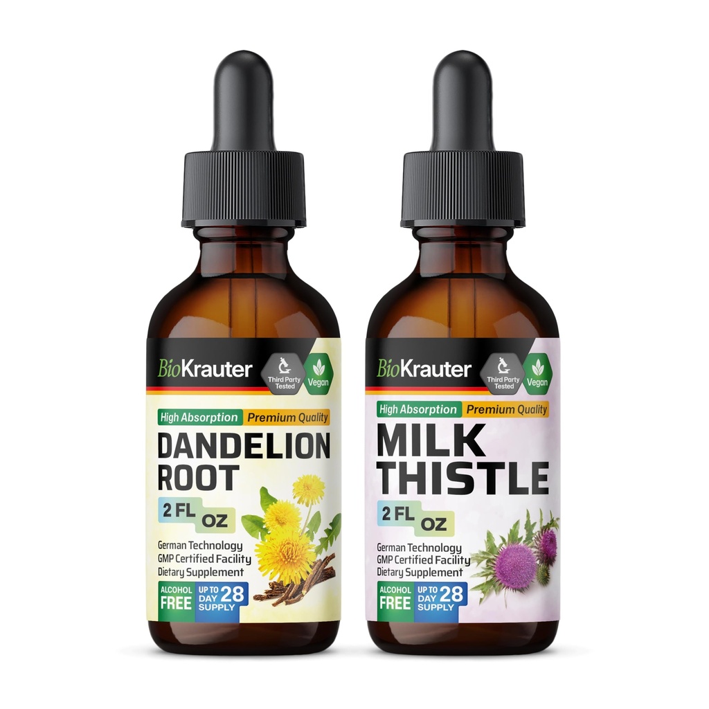 BIO KRAUTER Teinture de dandelion 2 Fl. Oz. & Lait Teinture de chardon 2 Fl. Oz.