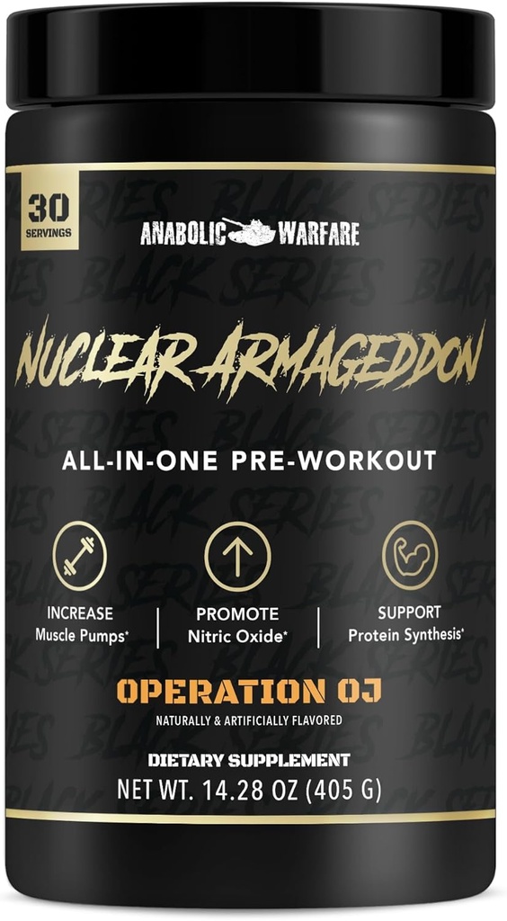 Anabolic Warfare Nuclear Armageddon Pre Workout Powder Pre-Workout für Männer und Frauen mit L-Citrulline, Beta Alanine Powder und Koffein (Orange Juice - 30 Servierungen)