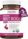 Organic Beet Root Powder Tablets - Extra Strength Beet Supplement mit schwarzem Pfeffer Extrakt für verbesserte Absorption zur Unterstützung von Herz-Gesundheit Nitric Oxide Produktion & Athletic Performance (3 Monate)