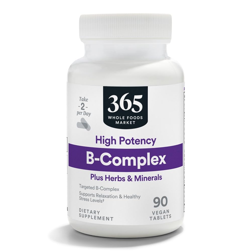 365 von Whole Foods Market, High Potency Vitamin B Complex mit pflanzlichen Support Tabletten, 90 CT