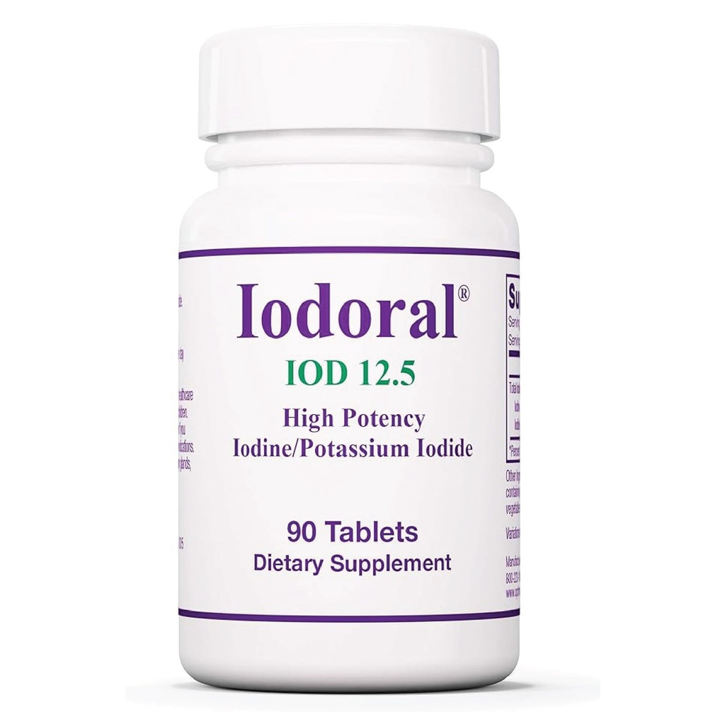 Optimox Iodoral 12.5 mg Supplement - Jodergänzung, Schilddrüse Unterstützung für Frauen und Männer, Lugol Lösung Pillen, Kalium-Iodide Tablets, Daily Mineral Complex - 90 Count