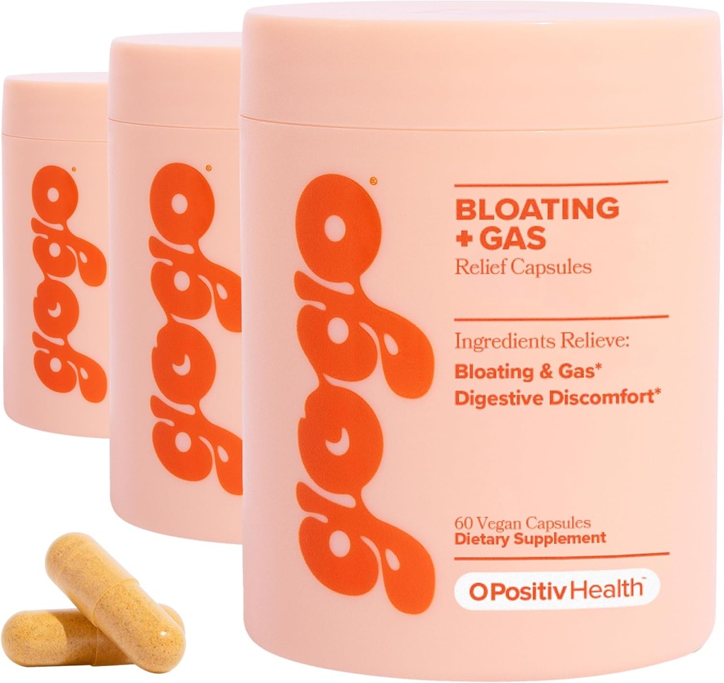 GOGO Bloating & Gas Digestive Relief, 30 Servierungen (Pack of 3) - Ergänzungen mit Verdauungsenzymen, Bromelain, Ginger Root, & Milk Thistle - Unterstützt Bloating Relief & Reduziert Wasserretention