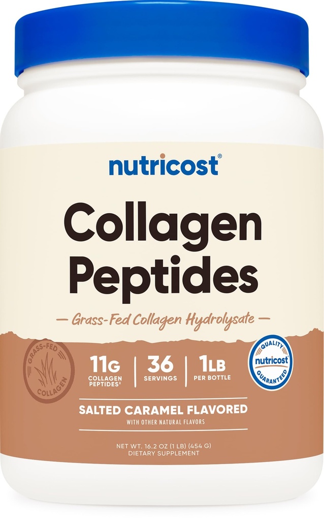 Nutricost Collagen Peptides Powder 1LB (454 G) (Salted Caramel) - Gras Fed Bovine Collagen Hydrolysat