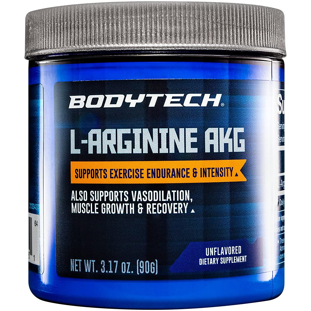 BODYTECH L-Arginin AKG 3000MG - Unterstützt Exercise Endurance & Intensity, Muskelwachstum & Recovery, Vasodilation, Nitric Oxide (3.17 Unze Powder)