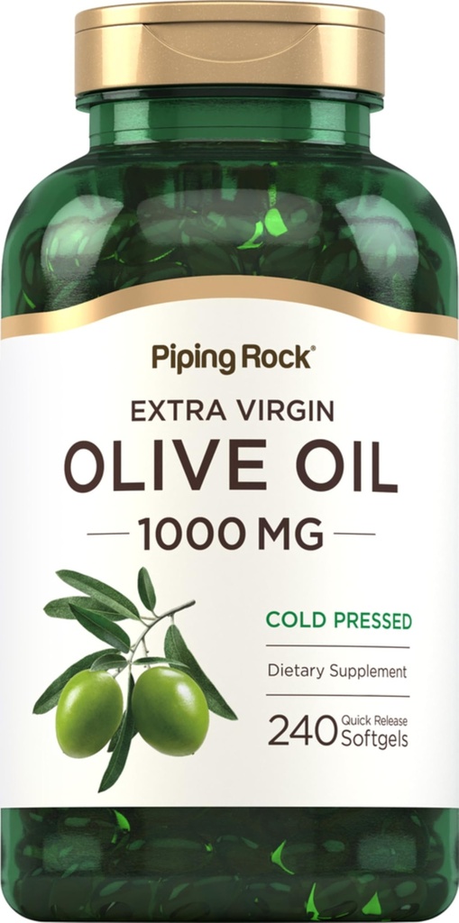 Piping Rock Olivenöl Softgel Kapseln | 1000mg | 240 Pillen | Organic Extra Virgin Cold Pressed Supplement | Glutenfrei, Non-GMO