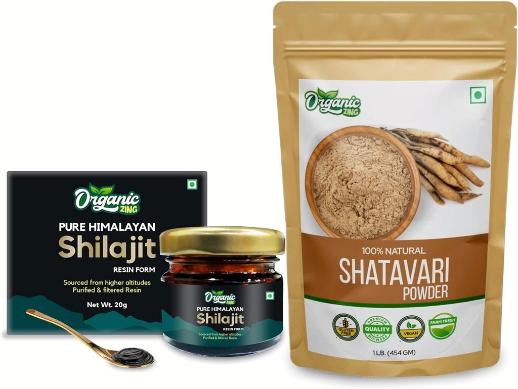 ORGANISCHE ZING Shatavari Powder- 454g & Shilajit Resin- 20g