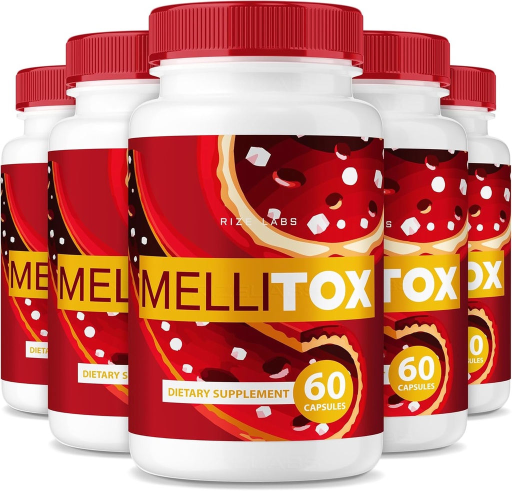 (5 Pack) MelliTox Capsules, MelliTox Supplément corps Detox, MelliTox Formule de résistance maximale, MelliTox pilules pour cellules saines, MelliTox Pastillas Review (300 Capsules)