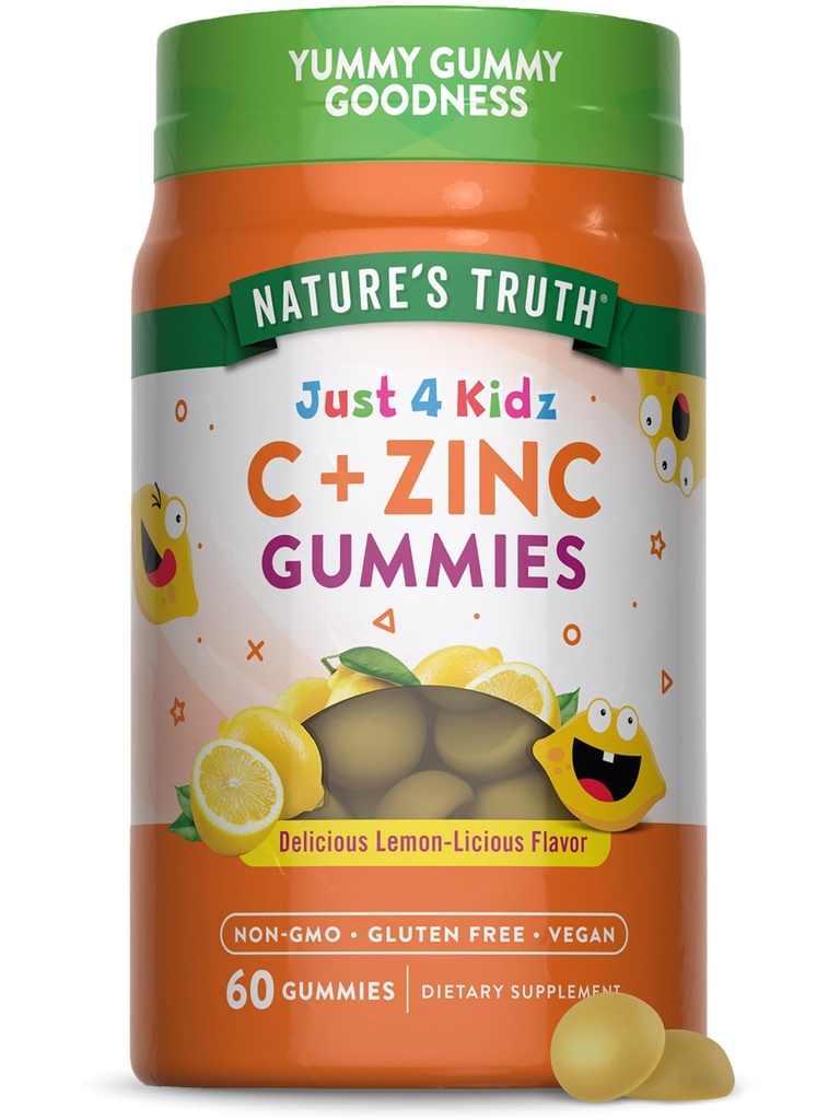 Nature's Truth Vitamin C Gummi für Kinder | mit Zink | 60 Count | Vegan, Non-GMO & Gluten Kostenlos