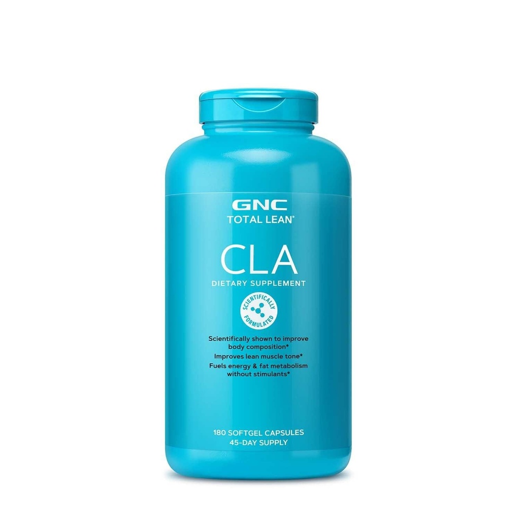 GNC Total Lean CLA, Verbesserung der Körperzusammensetzung & Lean Muskelton, Kraftstoffe Fett Stoffwechsel & Energie ohne Stimulanzien, Glutenfrei, 180 Softgels