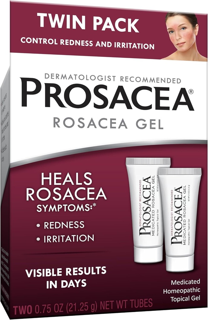 Prosacea - Medizinische Rosacea Behandlung für Gesicht - heals Rosacea Symptome von Redness, Pimples und Irritation - Fragrance Free - Twin Pack - Zwei 0.75oz Tubes (1.5oz Total)