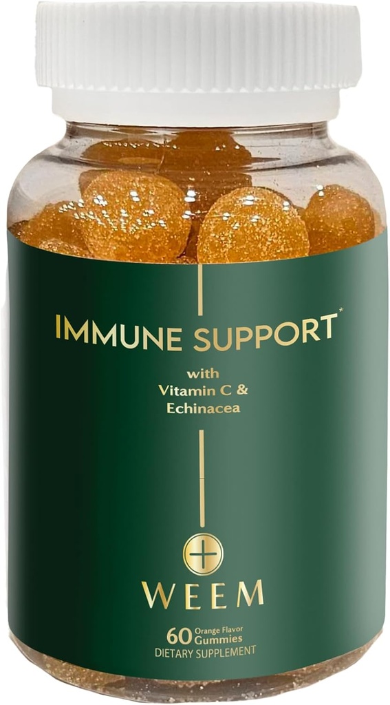 WEEM Immunstützgummis - Vitamin C - Zink - Echinacea - Gesundheitssystem Unterstützung - Alternative zu Pillen, Glutenfrei, natürliche Ergänzung für Kinder und Erwachsene - 1 Pack