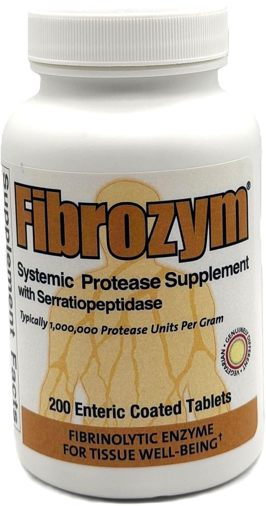 Natürlich Vitamine Fibrozym Systemische Protease-Ergänzung mit Serratiopeptidase, 200 Tabletten, N10051