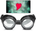 GloFX Black Heart Effect Diffraction Goggles - See Hearts - 3D Holographic Visuals Edm Rave Outfit Steampunk Kostüm Cosplay Music Festival Essential