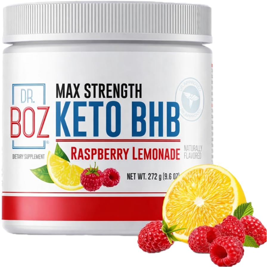 Dr. Boz - Keto BHB Powder - Raspberry Lemonade, 20 Portionen - Ketone Getränk - Erhöhen Sie Energie und reduzieren Cravings - Max Strength Diät-Ergänzung - Qualität getestet - Made in the USA - 9.6oz (272g)