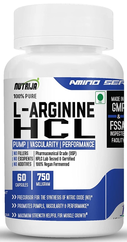 L-Arginin HCL Kapseln - Höchste Bioverfügbarkeitsform von L-Arginin | Maximale Stärke, Nitric Oxid Precursor (120 Kapseln)