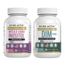 Swiss Activa+ DIM & Myo-Inositol Bundle – Hormone Balance & PCOS Support pour les femmes – Cycle menstruel, Mood, Estrogen et Santé Ovarienne – 60 jours d'approvisionnement