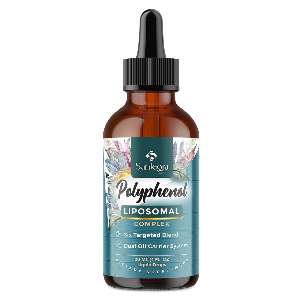 Polyphenole ergänzen Liposoma, über 27 Polyphenol-Komplex & Leistungsstarkes Antioxidans, mit MCT & Olivenöl, Quercetin-Extrakt, Hawthorn Berry-Extrakt, für Alter Verteidigung, Energie, Immun, 120 ML