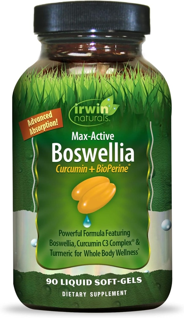Irwin Naturals Curcumin Pro-Active - 90 Liquid Soft-Gels - mit Curcumin C3 Complex & Boswellia für Ganzkörper Wellness - Fortgeschrittene Absorption - 45 Servierungen