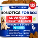 Probiotika für Hunde - Unterstützung Gut Gesundheit, juckende Haut, Allergien, Immunität, Hefe Balance - Hundeprobiotika und Verdauungsenzyme mit Präbiotika - Reduzieren Sie Durchfall, Gas - 180 Probiotika für Hunde