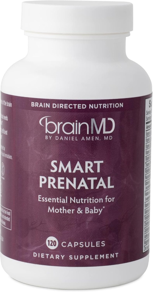 Dr Amen BrainMD Smart Prenatal - 120 Kapseln - Multivitamin für Mom & Baby, fördert gesunde Schwangerschaft & Wachstum & Entwicklung in Babys - Glutenfrei - 30 Servierungen