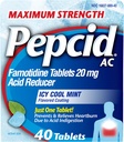 Pepcid AC Maximum Strength Heartburn Relief Tabletten, OTC Medizin verhindert und entlastet Sodbrennen durch Säure Verdauung & Sour Stomach, 20mg Famotidinsäure Reducer, ICY Cool Mint, 40 ct