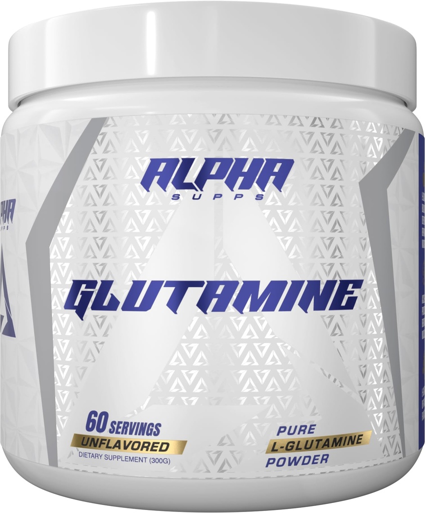 Alpha Supps reines L-Glutamin-Pulver - Unflavored Aminosäure, Glutamin Nahrungsergänzungsmittel für Muskelrückgewinnung, Gut & Immununterstützung - 60 Servierungen - 300 Gramm