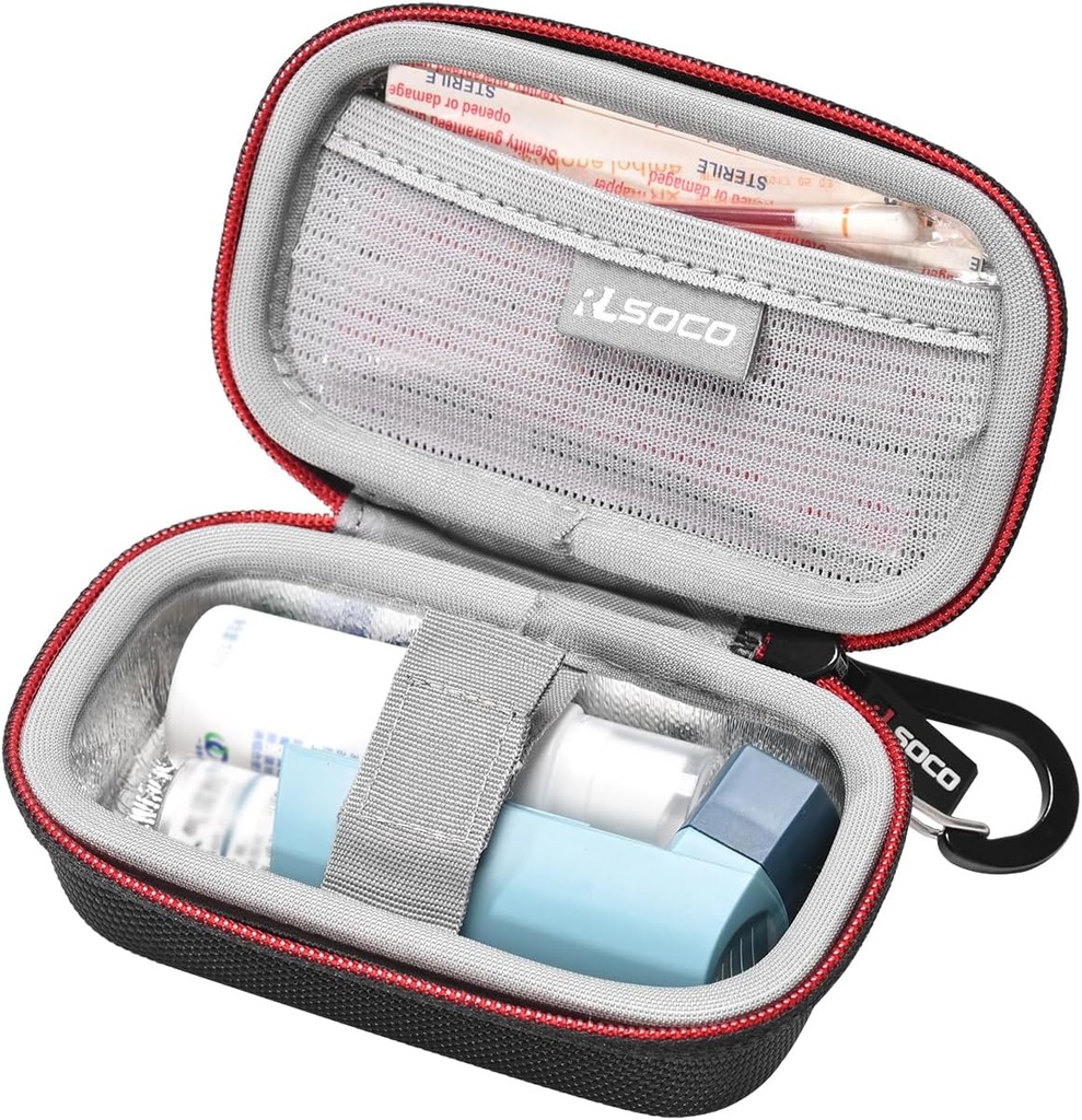 Cas de transport RLSOCO pour adultes et enfants Inhalateur d'asthme - Noir (cas seulement)