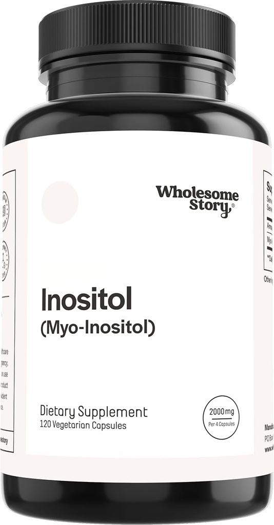 Ganze Geschichte Myo-Inositol Ergänzung | Inositol Pulver Kapseln | Myoinositol | 2000mg pro Servieren | 500mg pro Kapsel | Male und weibliche Fruchtbarkeitsergänzung | Vitamin B8 | 120 Kapseln